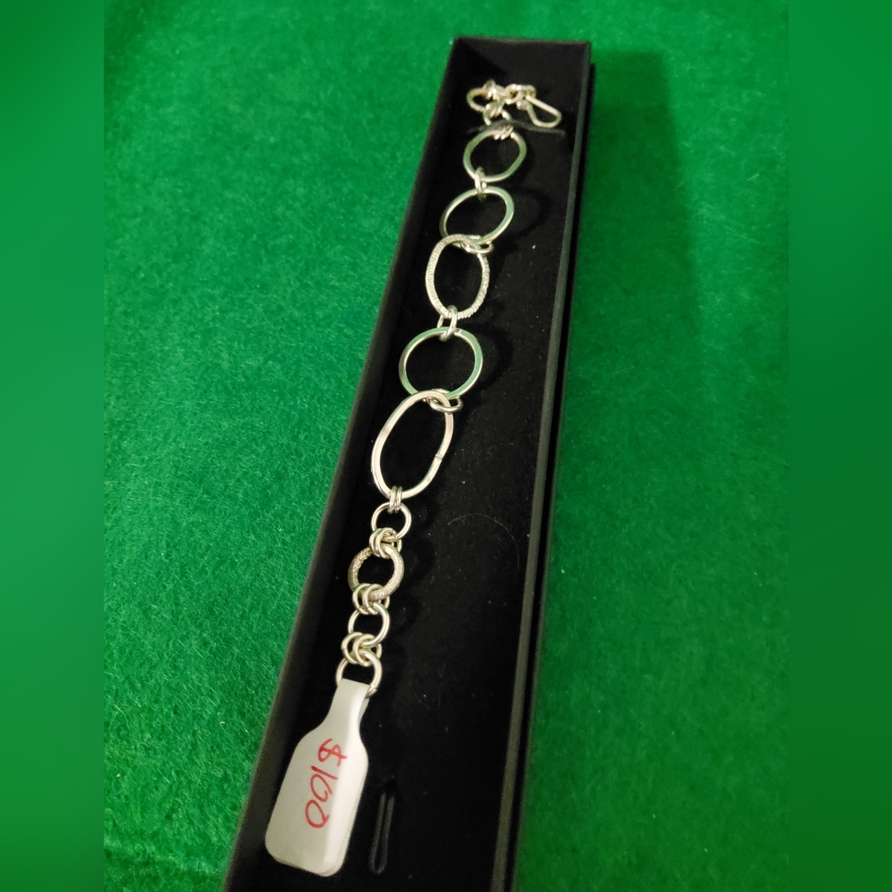 Artisan Silver Oval Link Bracelet, 7.5 Inches